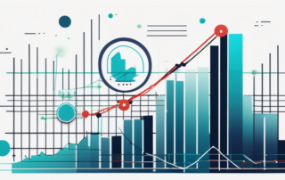 Teammitglieder klatschen, Führungskraft präsentiert Umsatzwachstum auf Grafik.