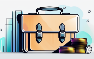 Trainee hält symbolisch Scheck mit Fragezeichen; Geldscheine im Hintergrund.