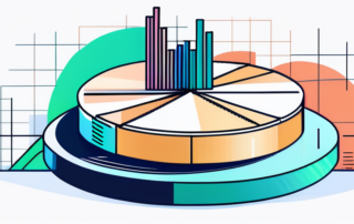 Verkäuferin hält Gehaltszettel, neben Kasse mit Münzen und Geldscheinen.