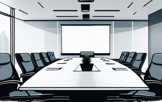 Professioneller Besprechungsraum mit modernem Tisch und bequemen Stuehlen fuer ernsthafte Geschaeftsgespraeche wie Gehaltsverhandlungen in ruhiger Atmosphaere.