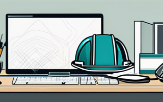 Verschiedene Profi-Werkzeuge wie Stethoskop, Bauhelm und Computermaus, ordentlich angeordnet auf einem modernen Buero-Schreibtisch, symbolisieren verschiedene Branchen.