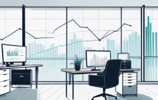 Bueroumgebung mit moderner Ausstattung und Finanzwachstumsdiagrammen, Strategien zur Gehaltssteigerung darstellend.