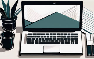 Elegantes Buero mit ordentlich organisiertem Schreibtisch, modernem Laptop, detaillierten Berichten und stilvollem Stift in einer ernsten Atmosphaere fuer Karrieregespraeche.