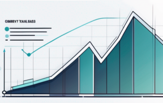 Grafik mit aufsteigenden Kurven und Waehrungssymbolen, die steigende Einnahmen und finanzielles Wachstum zur Maximierung von Gehaeltern fuer Steuerassistenten darstellen.