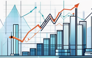 Steigende Pfeile mit Finanzdiagrammen und Taschenrechnern symbolisieren Einkommenswachstum und effektive Finanzstrategien.