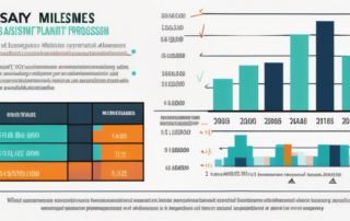 Grafik mit Aufwaertstrends und Etappenzielen zur Gehaltsentwicklung eines Steuerassistenten, Finanzdokumente und Taschenrechner fuer strategische Planung.