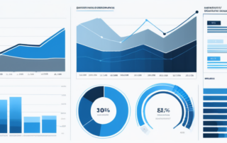 Balkendiagramme und Tortendiagramme in Blau- und Grautoenen zeigen Statistiken zu Gehaltsunterschieden in verschiedenen Branchen und demografischen Gruppen.
