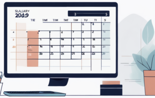 Nahaufnahme eines Kalenders mit markierten Daten und einer Digitaluhr, die die Zeit anzeigt, symbolisiert strategische Planung fuer Gehaltsverhandlungen.