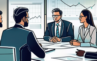 Professionelle Besprechung mit Schwerpunkt auf Praesentation zur Gehaltsverhandlung, strategische Planung und effektive Kommunikation.