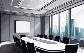 Luxurioes ausgestattetes Konferenzraum-Bild, moderne Technologie und prestigetraechtige Business-Awards, ideal fuer Unternehmen mit hohen Einstiegsgehaeltern und Branchenfuehrung.