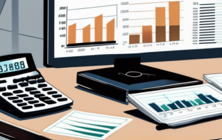 Professionelle Finanzplanung mit Rechner und Finanzdokumenten auf einem Tisch