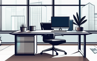 Moderner Bueroarbeitsplatz mit High-Tech Computern und Organisationswerkzeugen, die das Gehalt von Steuerfachleuten beeinflussen.