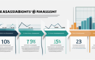 Infografiken und Diagramme zu Strategien fuer Gehaltserhoehung eines Steuerassistenten, finanzielles Wachstum und berufliche Entwicklung im Unternehmensumfeld.