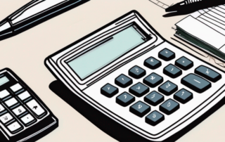 Nahaufnahme eines Taschenrechners, eines Stiftes und finanzieller Dokumente auf einem Schreibtisch für strategische Finanzplanung.