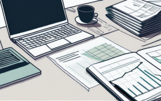 Professionelles Buero mit Dokumenten auf einem Tisch, geeignet fuer Gehaltsverhandlungen im Steuerwesen, mit Notizbuechern, Rechnern und digitalen Geraeten.