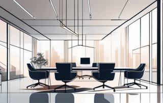 Moderner Buero mit zeitgemaesser Einrichtung fuer strategische Geschaeftsbesprechungen.