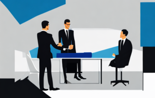 modernes Buero, professionelles Handshake, erfolgreiche Verhandlung, helles Ambiente, zeitgemaesse Bueroeinrichtung