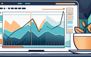 Laptop mit benutzerfreundlichem Dashboard mit Diagrammen zur einfachen Online-Gehaltsanalyse in minimalistischem Buero.