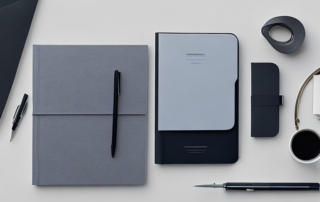 Professioneller Arbeitsplatz mit Laptop, Notizbuch und Stift fuer eine gut durchdachte Bewerbung.