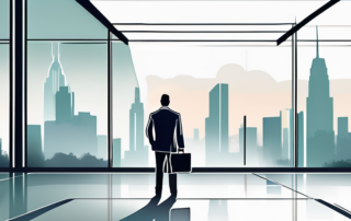 Professioneller mit Aktenkoffer im Bueroumfeld symbolisiert Bereitschaft und Vertrauen