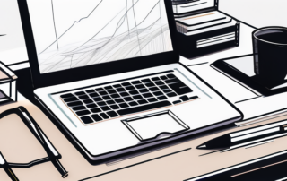 Professioneller Schreibtisch mit Laptop, Notizblock, Stift und Brille - fuer strategische Vorbereitung.