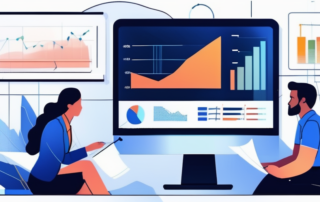 Business Meeting mit Diagrammen und Grafiken zur finanziellen Entwicklung.
