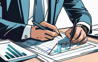 Selbstbewusster Geschaeftsprofi analysiert finanzielle Diagramme fuer strategische Gehaltsverhandlung.