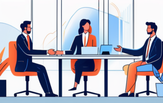 Modernes Buero, professioneller Mitarbeiter schuettelt Manager die Hand, erfolgreiche Gehaltsverhandlung.