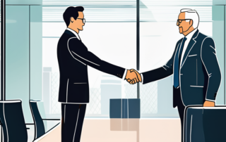 Professioneller Handschlag in modernem Buero, erfolgreiche Verhandlung und Karrierefortschritt