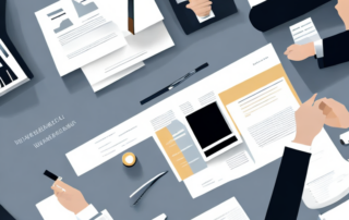 Eleganter Business-Profi bietet zuversichtlich Handschlag am glaenzenden Konferenztisch in modernem Buero.