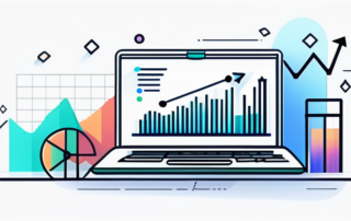 Aufwaertstrend-Diagramm und professioneller Arbeitsplatz symbolisieren Karrierewachstum und Gehaltspotential.