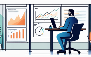 Buero mit Mitarbeiter im Gespraech ueber Leistungskennzahlen und Unternehmenswachstum