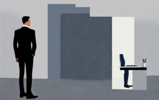 Selbstbewusster Profi im modernen Buero, symbolisiert Gehaltsverhandlungserfolg und beruflichen Fortschritt.