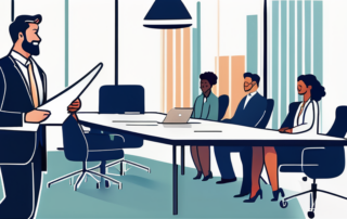 Selbstbewusste Person mit Gehaltserhoehung-Dokument in modernem Buero, Team feiert im Hintergrund.