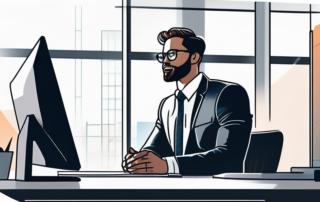 gut gekleideter Profi im modernen Buero bei Gespraech mit potenziellem Arbeitgeber