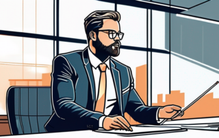 Selbstbewusster Profi bei erfolgreicher Verhandlung in modernem Buero.