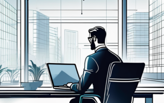 Professioneller ueberprueft Verguetungsstruktur auf modernem Laptop in lichtdurchflutetem Buero.