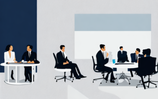 Geschäftstreffen, strategische Verhandlungen, moderne Bueroatmosphaere