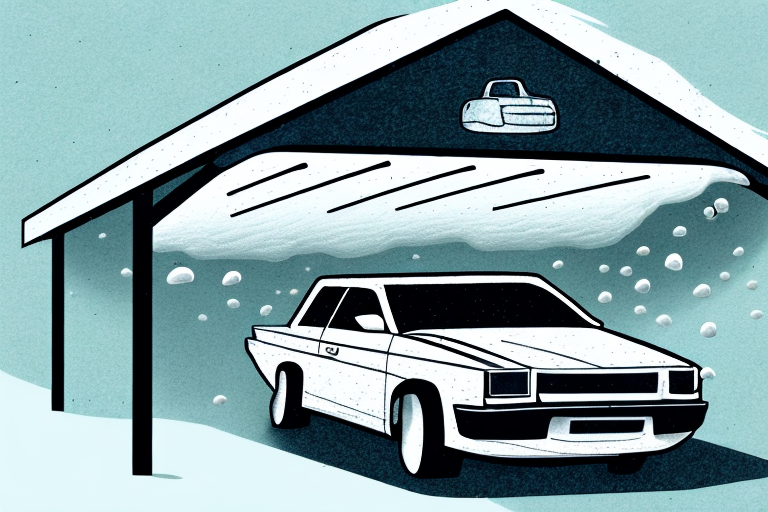 A car parked under a protective carport during a hailstorm
