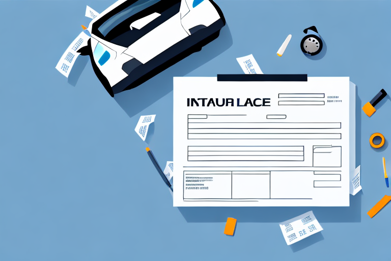 A car with insurance papers and a tax form on the dashboard