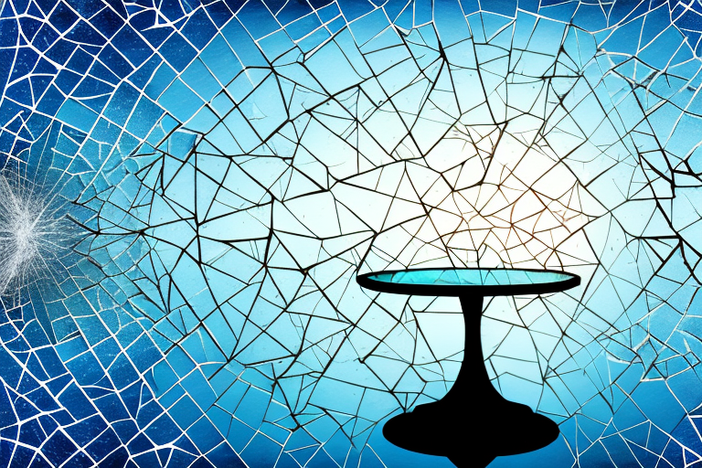 A shattered glass on the edge of a high table