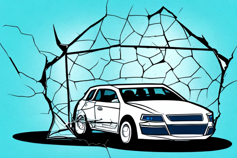 A car with a cracked windshield