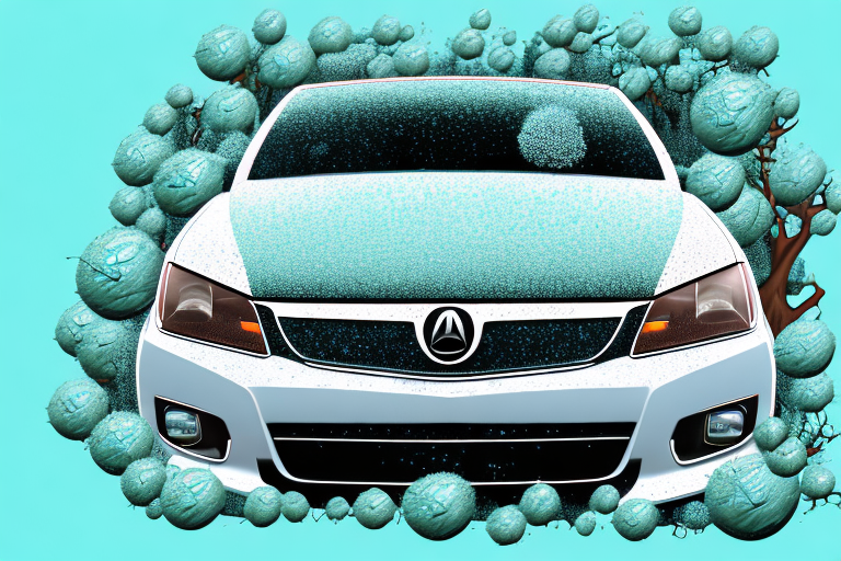 A car with visible hail damage on its body