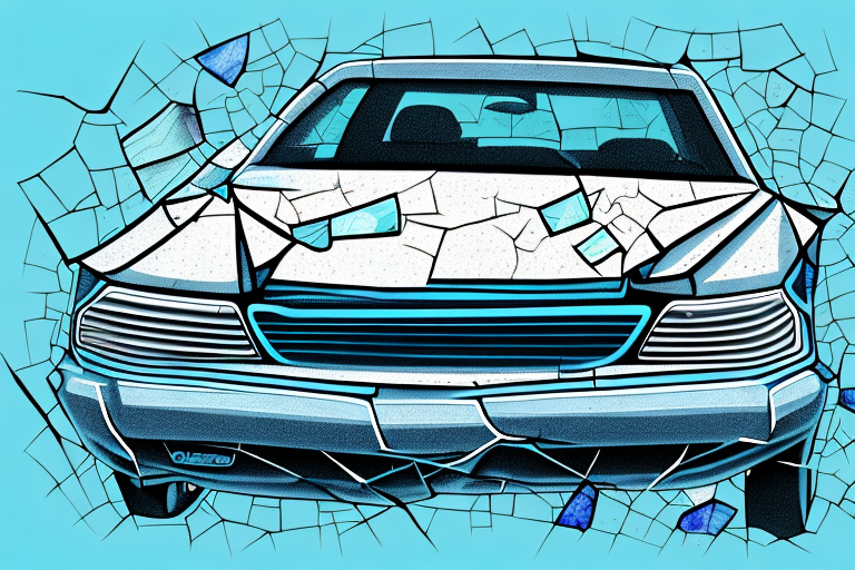 A car with a visibly damaged windshield and side windows