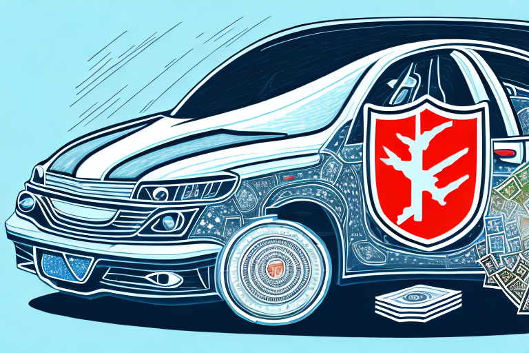 A car with a protective shield symbolizing the da direkt kfz insurance