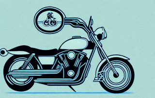 A motorcycle parked near an insurance policy