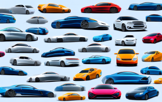 A variety of cars of different models and colors