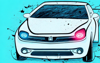 A car with visible damages parked next to a bright