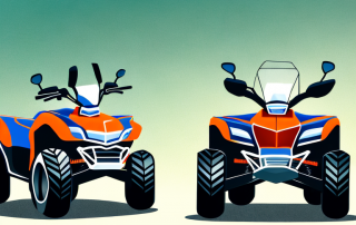 A quad bike with a protective shield around it