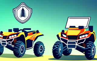 An atv (all-terrain vehicle) parked on a scenic hill